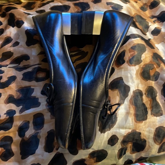 Chanel Black Leather Ballet Block Low Heel 7.5 - Picture 11 of 13